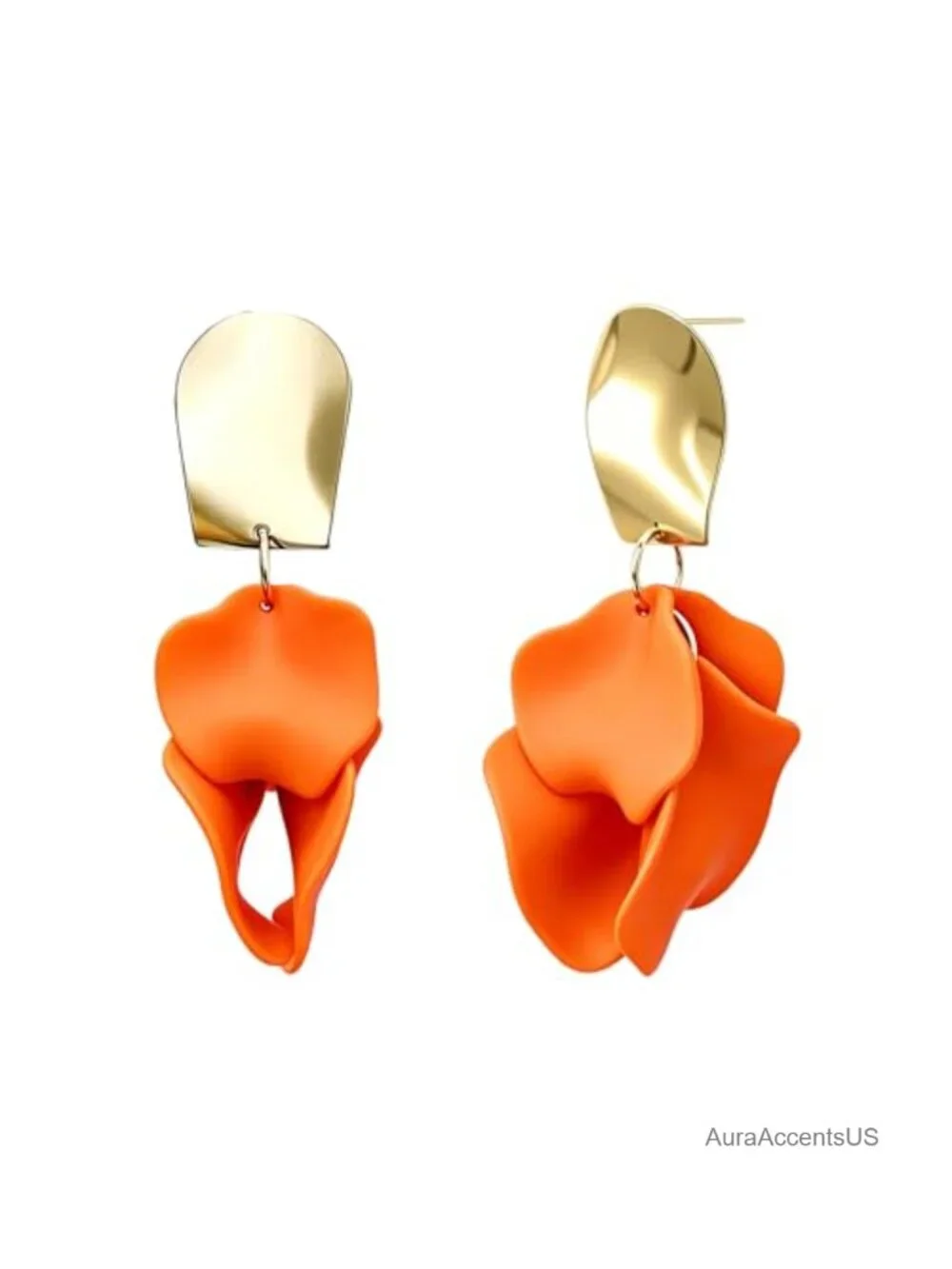 Matte Rose Petal Flower Drop Earrings | Lightweight Floral Dangle Earrings for